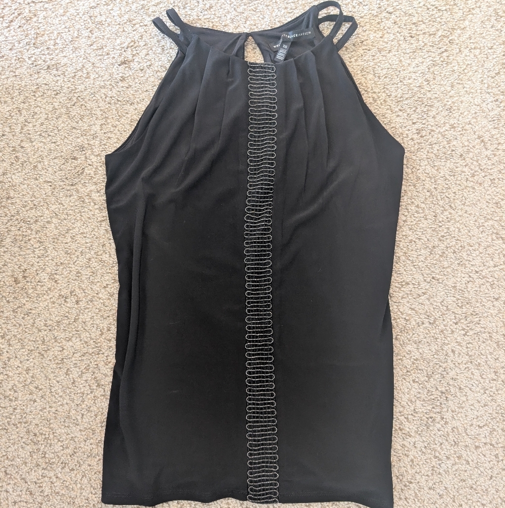 White House Black Market Black Tank With Embellishment.